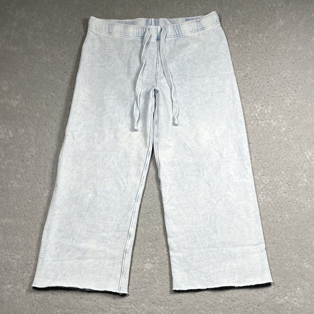 Frank & Eileen Catherine Crop Wide Leg Sweatpants Small S Mineral Blue USA